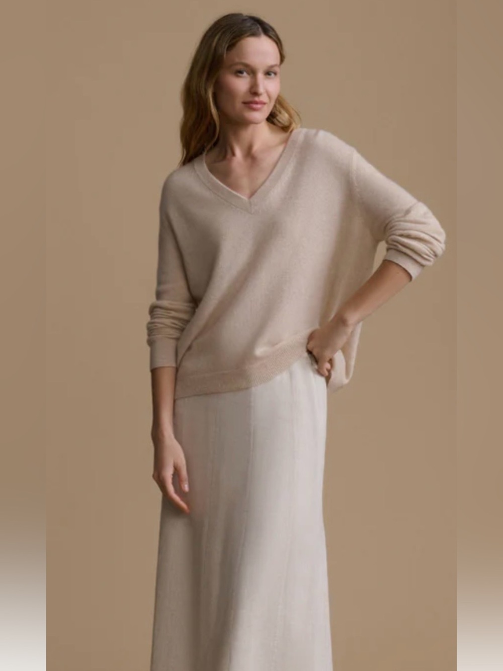 Jenni Kayne Flynn Cashmere V-Neck Oatmeal Size Small EUC